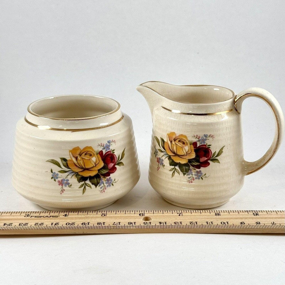 Mid-Century Vintage SADLER ENGLAND Ribbed 6oz CREAMER & 8oz OPEN SUGAR BOWL -XPO